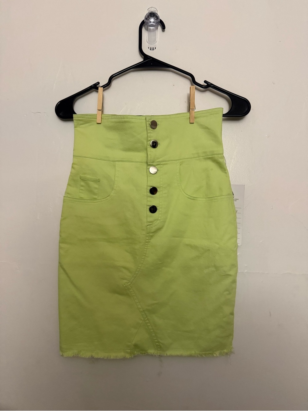 Hera Collection Lime Green High-Waist Button-Front Pencil Skirt